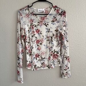 Willow + Root Women's Sheer Large Top Blouse Vintage Inspired Florals Mesh